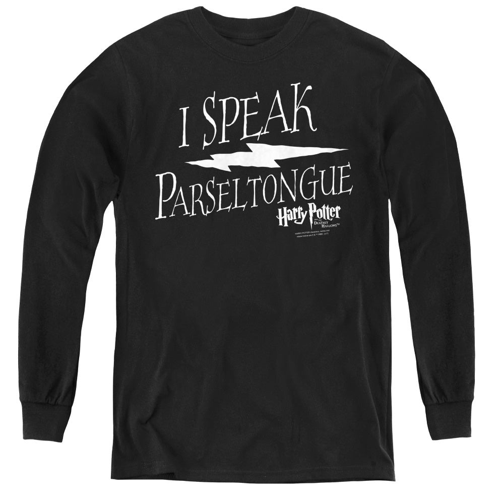 Harry Potter I Speak Parseltongue Long Sleeve Kids Youth T Shirt Black