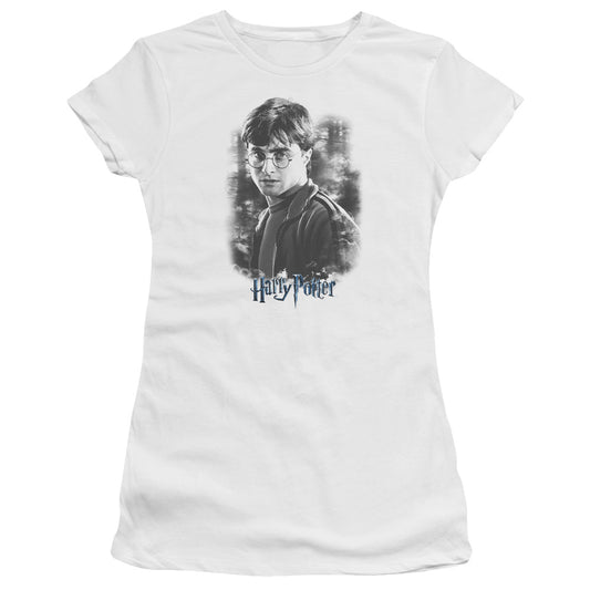 Harry Potter Harry in the Woods Junior Sheer Cap Sleeve Womens T Shirt White