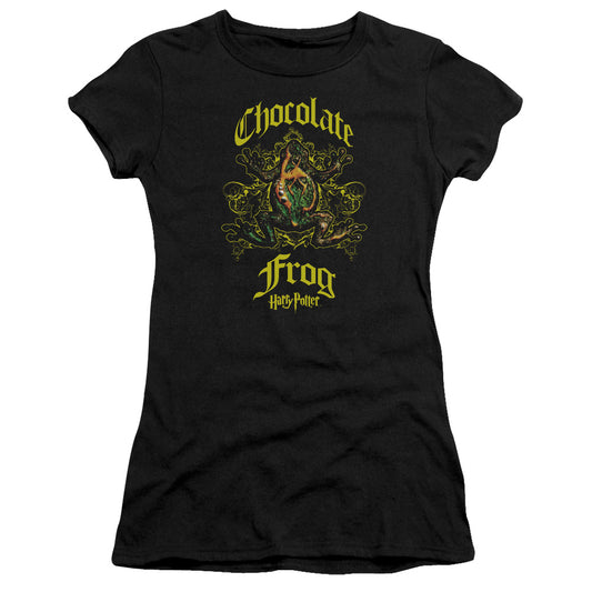 Harry Potter Chocolate Frog Junior Sheer Cap Sleeve Womens T Shirt Black