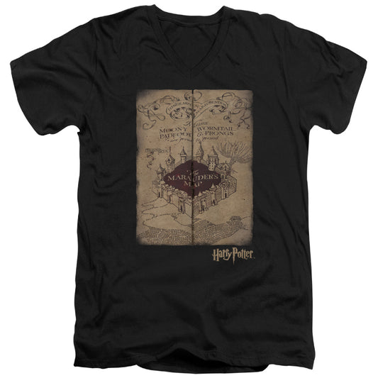 Harry Potter Marauders Map Mens Slim Fit V-Neck T Shirt Black