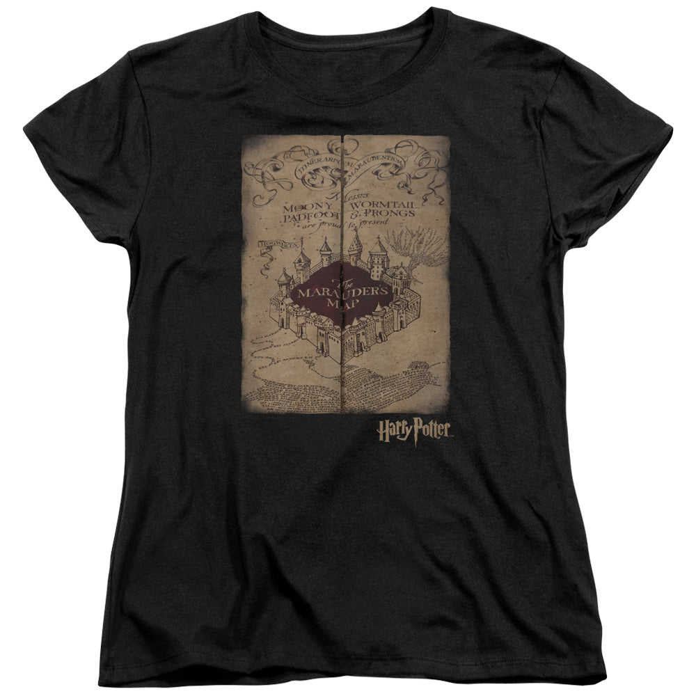 Harry Potter Marauders Map Womens T Shirt Black