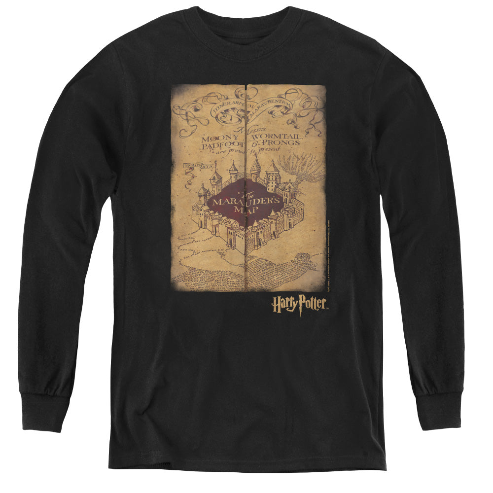 Harry Potter Marauders Map Long Sleeve Kids Youth T Shirt Black
