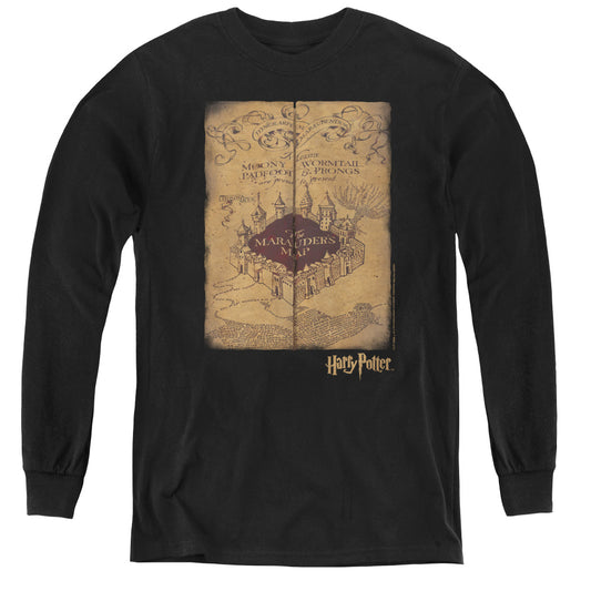 Harry Potter Marauders Map Long Sleeve Kids Youth T Shirt Black