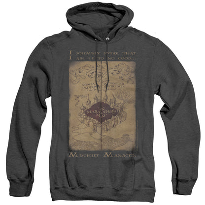 Harry Potter Marauders Map Words Mens Heather Hoodie Black Officially Licensed