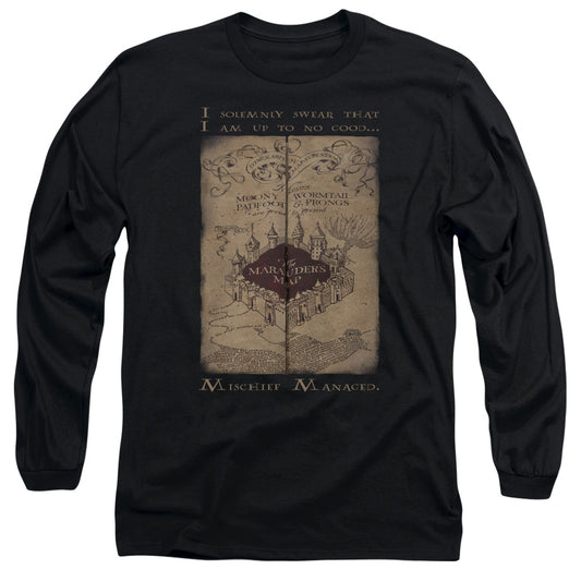 Harry Potter Marauders Map Words Mens Long Sleeve Shirt Black