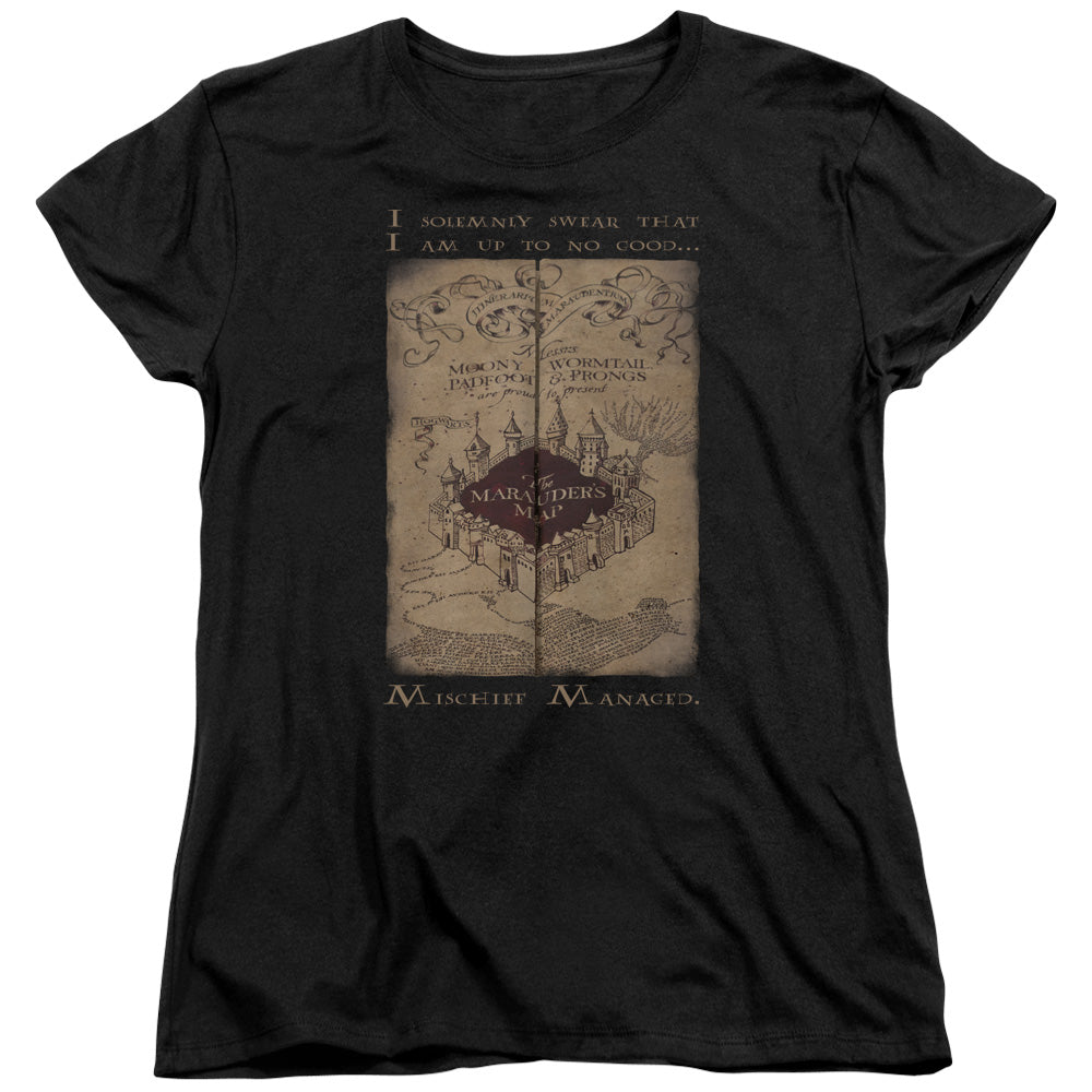 Harry Potter Marauders Map Words Womens T Shirt Black