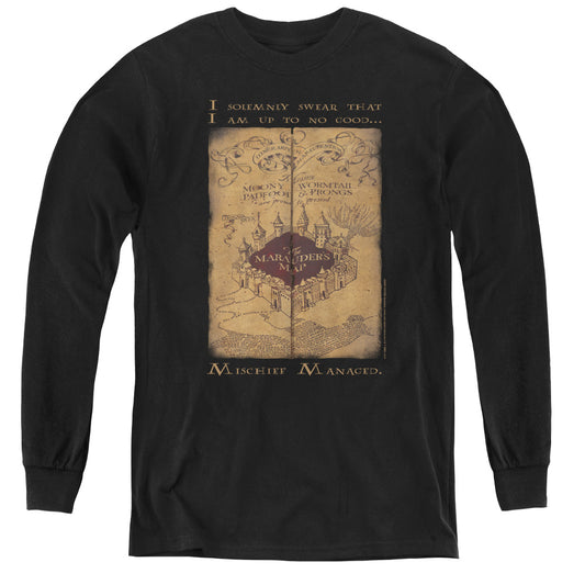 Harry Potter Marauders Map Words Long Sleeve Kids Youth T Shirt Black