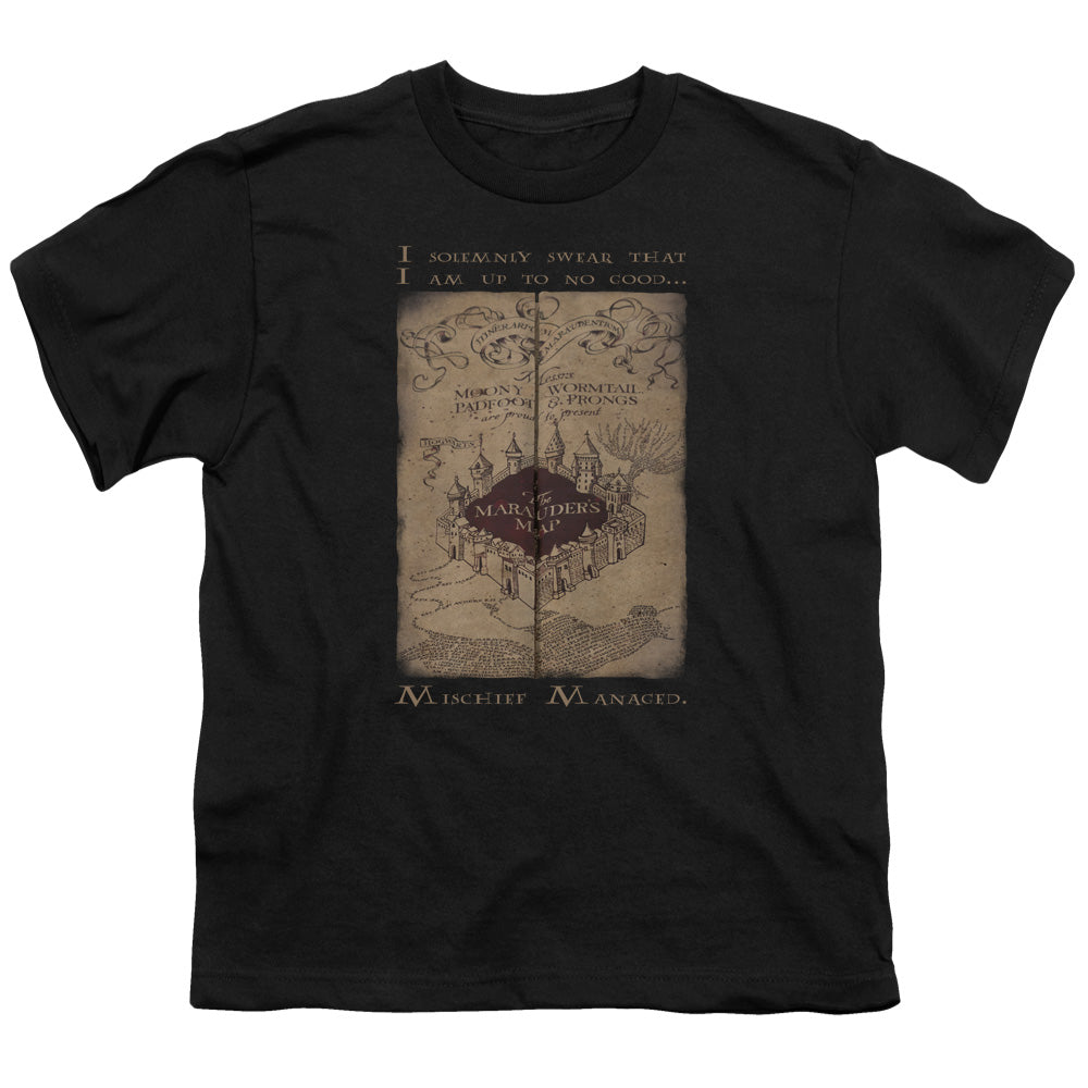 Harry Potter Marauders Map Words Kids Youth T Shirt Black