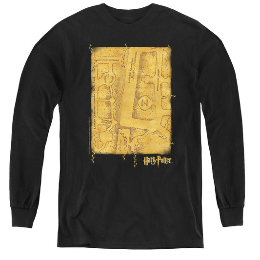Harry Potter Marauders Map Interior Long Sleeve Kids Youth T Shirt Black