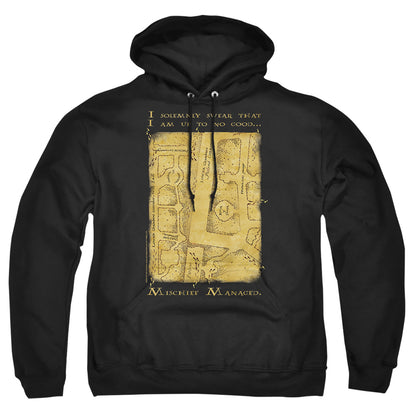 Harry Potter Marauders Map Interior Words Mens Hoodie Black Officially Licensed