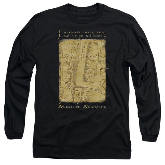 Harry Potter Marauders Map Interior Words Mens Long Sleeve Shirt Black