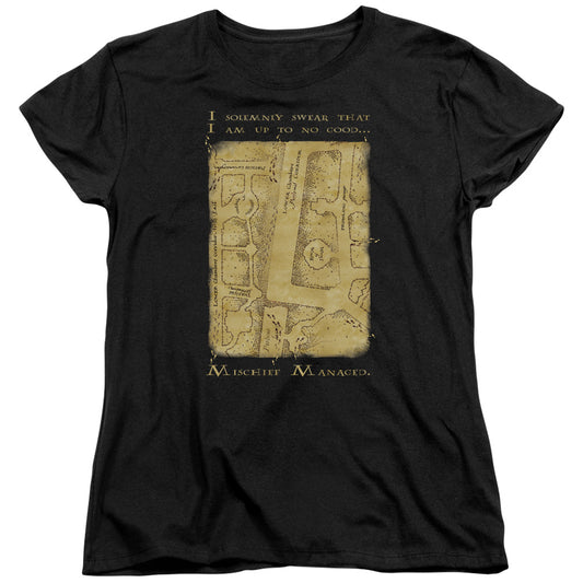 Harry Potter Marauders Map Interior Words Womens T Shirt Black