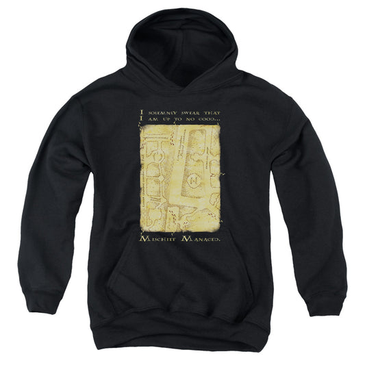 Harry Potter Marauders Map Interior Words Kids Youth Hoodie Black