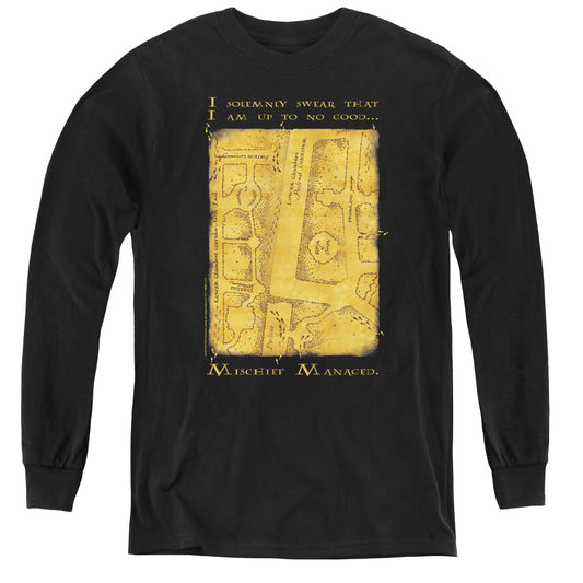 Harry Potter Marauders Map Interior Words Long Sleeve Kids Youth T Shirt Black
