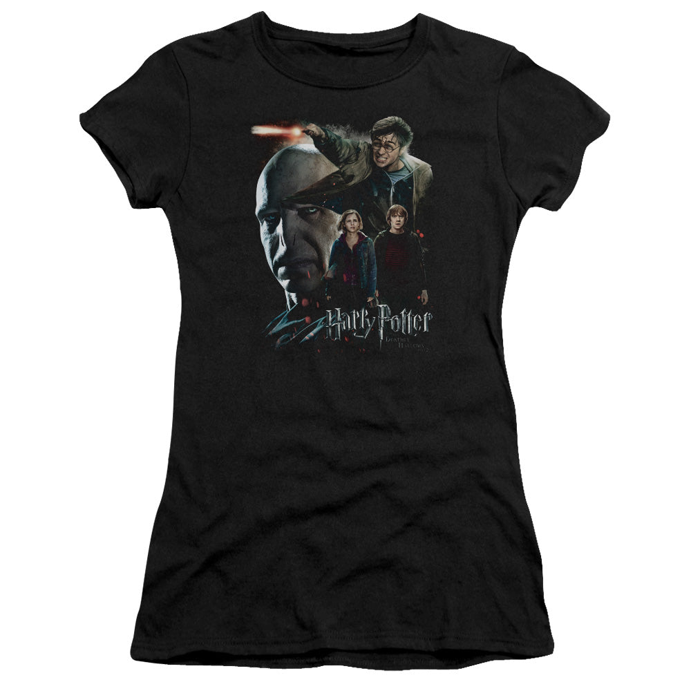 Harry Potter Final Fight Junior Sheer Cap Sleeve Womens T Shirt Black