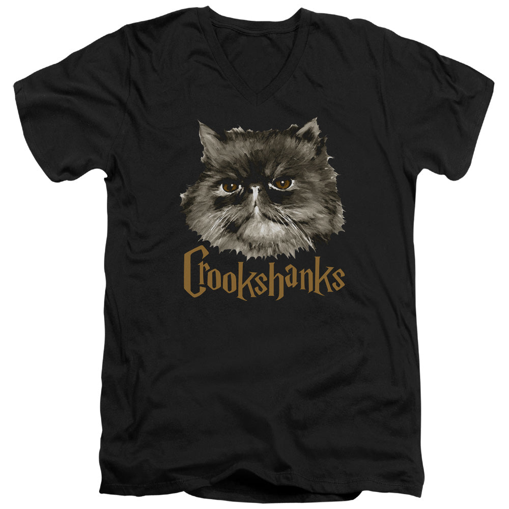 Harry Potter Crookshanks Mens Slim Fit V-Neck T Shirt Black