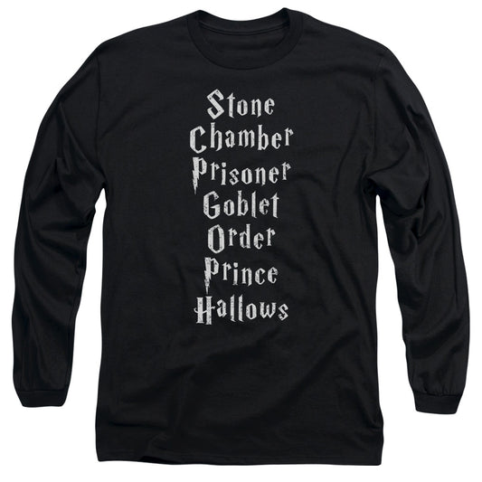 Harry Potter Titles Mens Long Sleeve Shirt Black