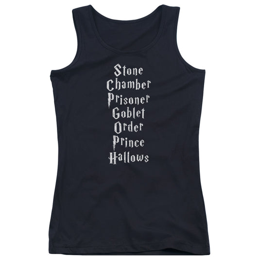 Harry Potter Titles Womens Tank Top Shirt Black