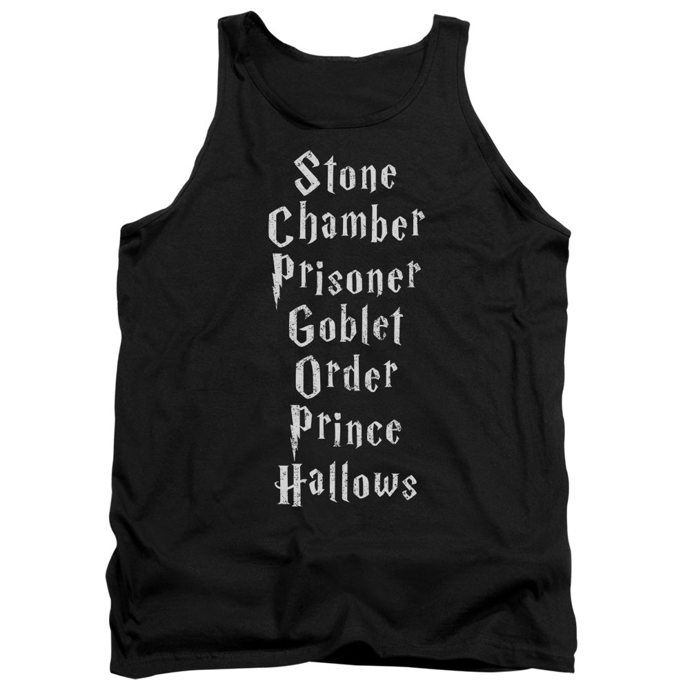 Harry Potter Titles Mens Tank Top Shirt Black