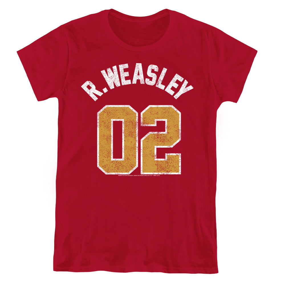 Harry Potter Weasley Jersey Womens T Shirt Cardinal