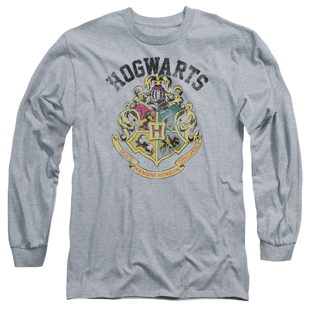Harry Potter Hogwarts Crest Mens Long Sleeve Shirt Athletic Heather