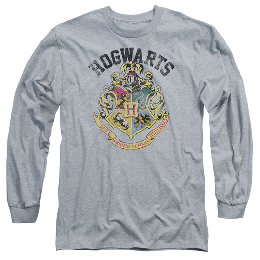 Harry Potter Hogwarts Crest Mens Long Sleeve Shirt Athletic Heather