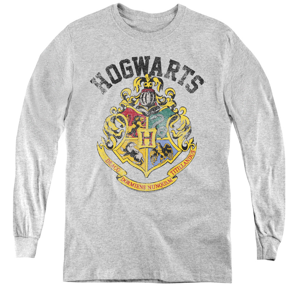 Harry Potter Hogwarts Crest Long Sleeve Kids Youth T Shirt Athletic Heather
