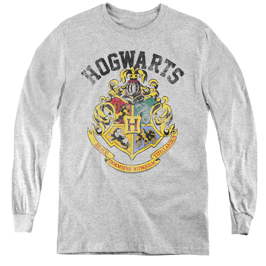 Harry Potter Hogwarts Crest Long Sleeve Kids Youth T Shirt Athletic Heather