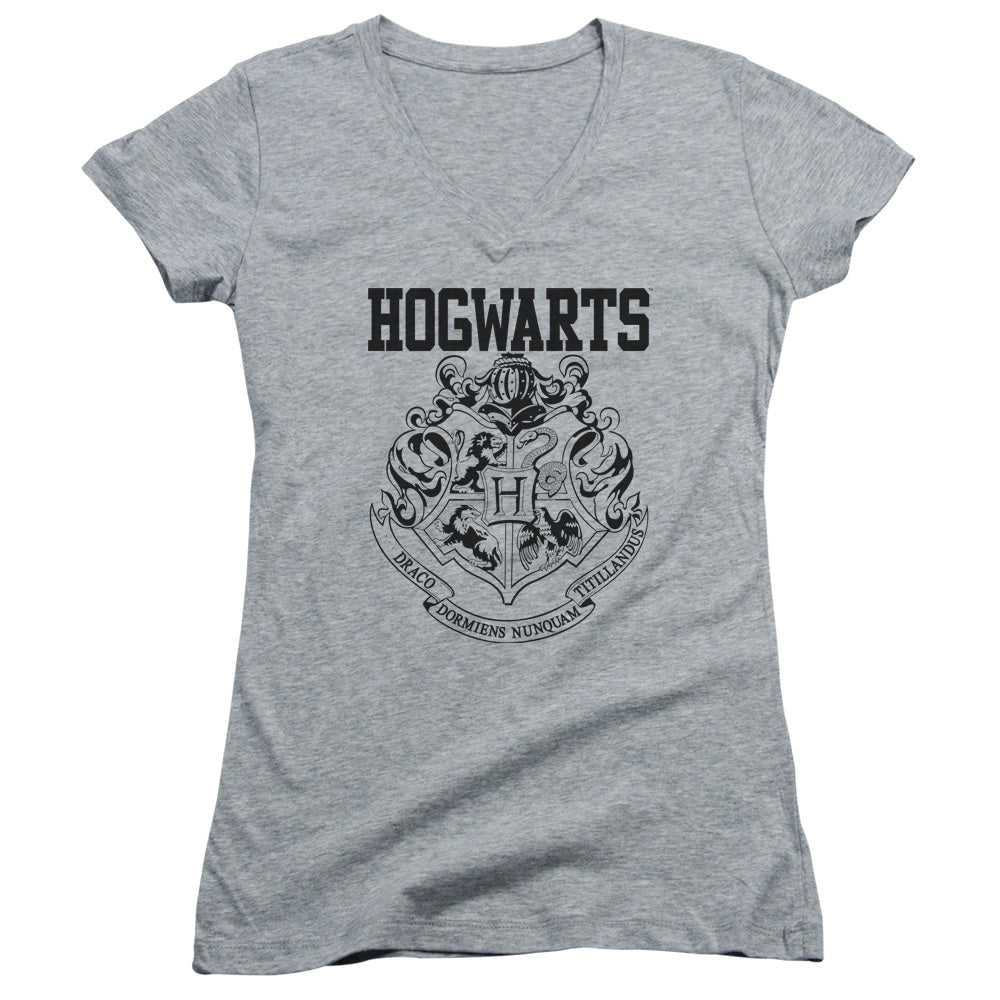 Harry Potter Hogwarts Athletic Junior Sheer Cap Sleeve V-Neck Womens T Shirt Athletic Heather