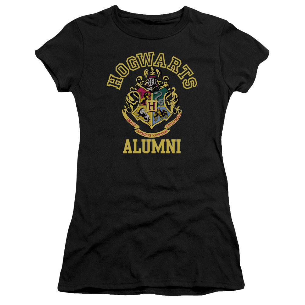 Harry Potter Hogwarts Alumni Junior Sheer Cap Sleeve Womens T Shirt Black