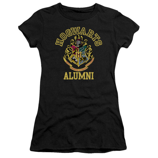 Harry Potter Hogwarts Alumni Junior Sheer Cap Sleeve Womens T Shirt Black