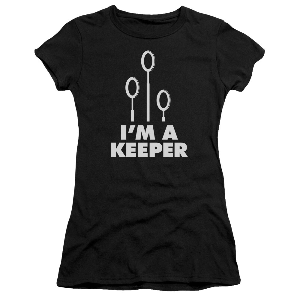 Harry Potter Keeper Junior Sheer Cap Sleeve Womens T Shirt Black