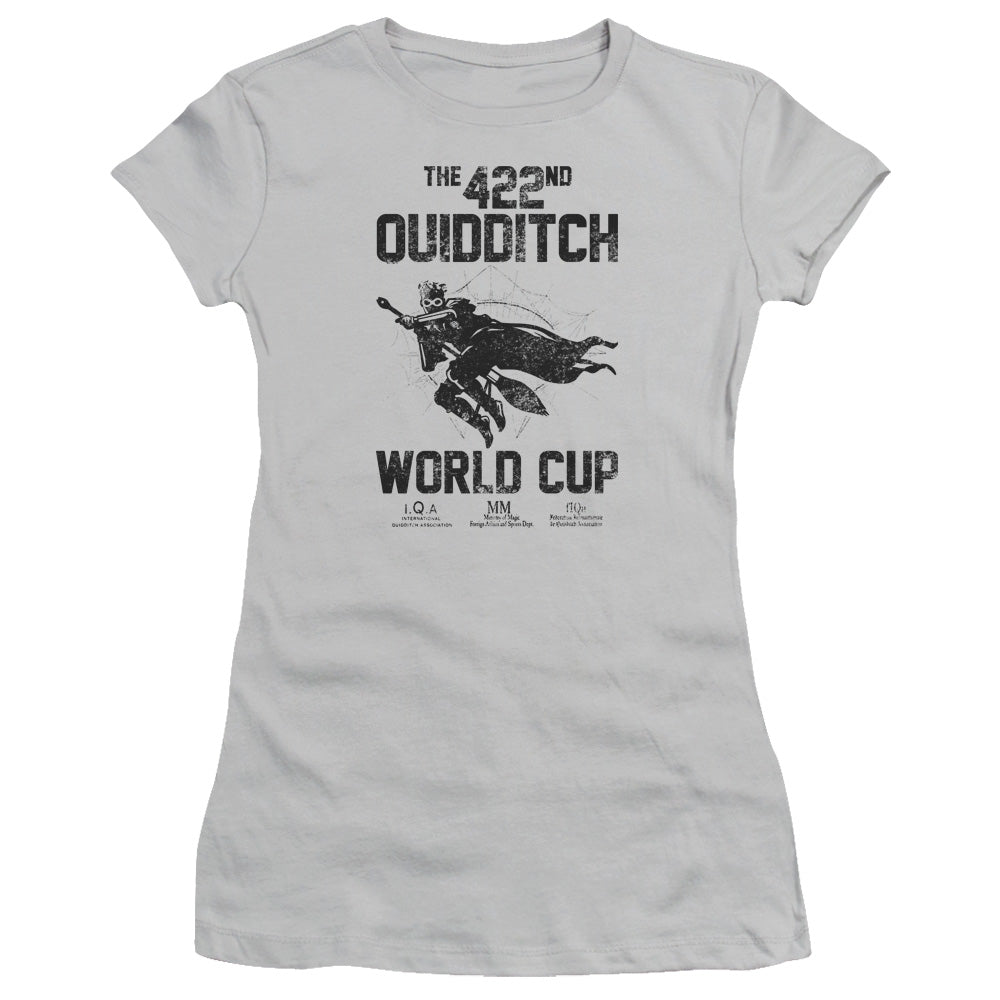 Harry Potter World Cup Junior Sheer Cap Sleeve Womens T Shirt Silver