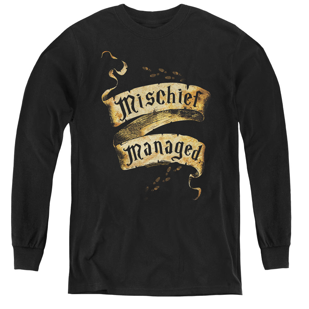 Harry Potter Mischief Managed Long Sleeve Kids Youth T Shirt Black