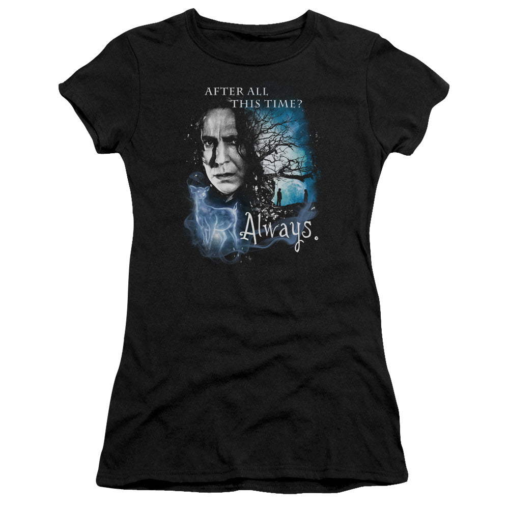 Harry Potter Always Junior Sheer Cap Sleeve Womens T Shirt Black