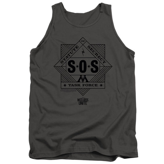 Harry Potter Wizards Unite SOS Task Force Mens Tank Top Shirt Charcoal