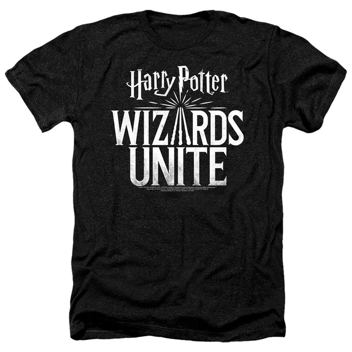 Harry Potter Wizards Unite Wizards Unite Logo Heather Mens T Shirt Black