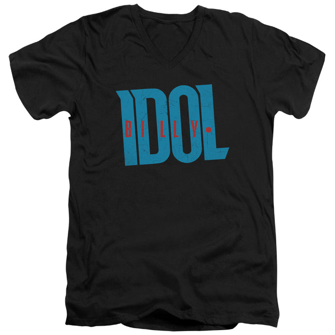 Billy Idol Logo Mens Slim Fit V-Neck T Shirt Black