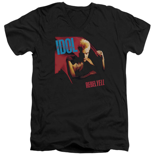 Billy Idol Rebel Yell Mens Slim Fit V-Neck T Shirt Black