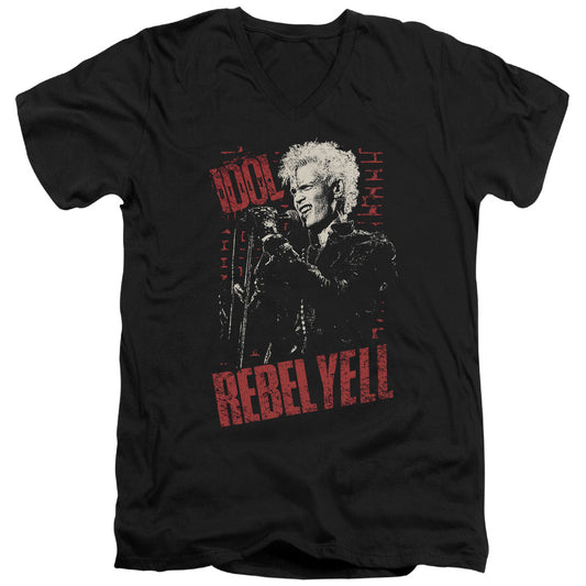 Billy Idol Brick Wall Mens Slim Fit V-Neck T Shirt Black