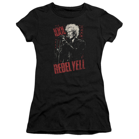 Billy Idol Brick Wall Junior Sheer Cap Sleeve Womens T Shirt Black