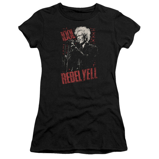 Billy Idol Brick Wall Junior Sheer Cap Sleeve Premium Bella Canvas Womens T Shirt Black