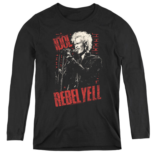 Billy Idol Brick Wall Womens Long Sleeve Shirt Black