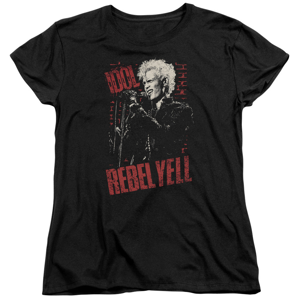 Billy Idol Brick Wall Womens T Shirt Black