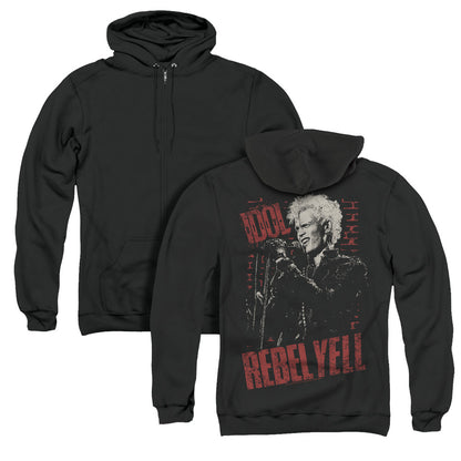 Billy Idol Brick Wall Back Print Zipper Mens Hoodie Black