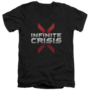 Infinite Crisis Logo Mens Slim Fit V-Neck T Shirt Black