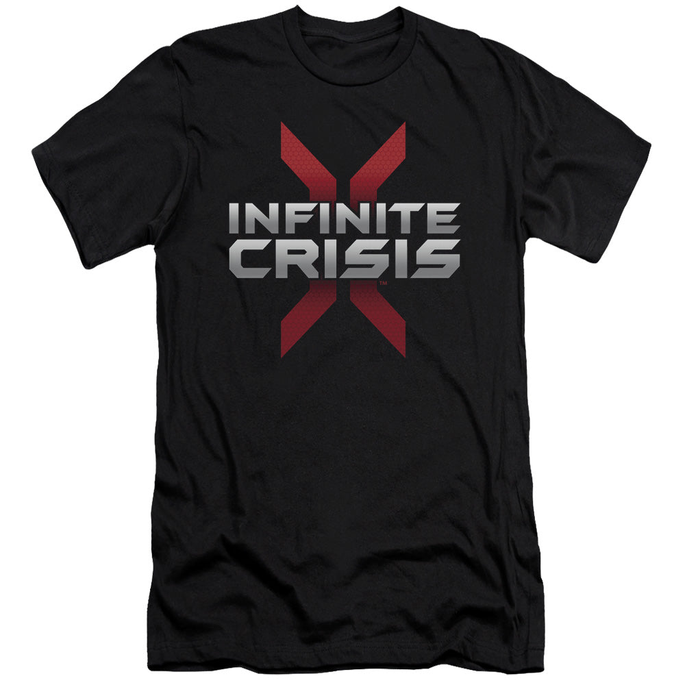 Infinite Crisis Logo Slim Fit Mens T Shirt Black