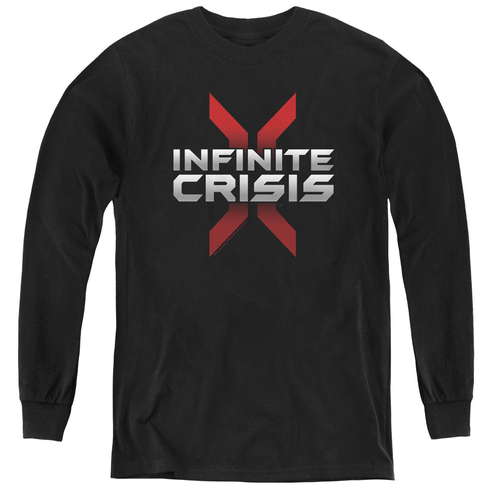 Infinite Crisis Logo Long Sleeve Kids Youth T Shirt Black