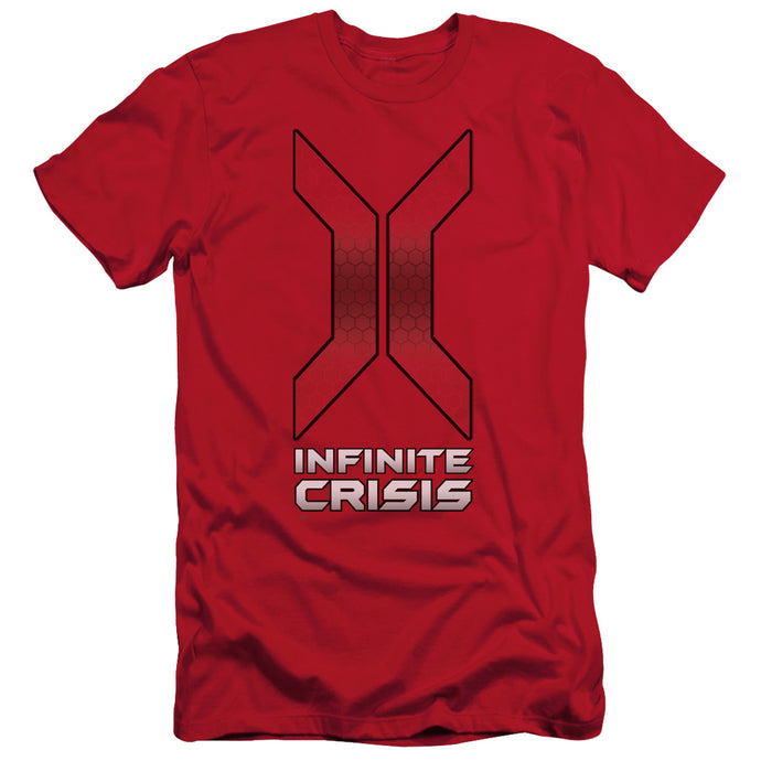 Infinite Crisis Title Slim Fit Mens T Shirt Red