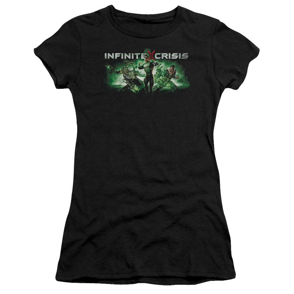 Infinite Crisis Ic Green Junior Sheer Cap Sleeve Womens T Shirt Black